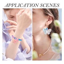 Acrylic Bracelet Beads Making Kit Cheriswelry Round Pearl Beads Transparent Butterfly Bead 7.5-31mm for DIY Women Jewelry Necklace Keychain Phone Straps Earring 100Pcs/Set