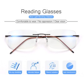 Randlose Progressive Multifokal-Lesebrille für Frauen Männer Titanlegierung Federscharnie Multifokus-Lesegerät Fokus Glaser Intelligenter Zoom Nah Fern Dual-Use-Brillen Blaulichtfilter Computer Brille