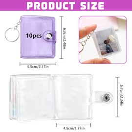 YOUNGSAY Pack of 10 Mini Photo Album Keyrings, 2 Inch Portable Mini Key Fob Photo Album with 18 Pockets, DIY Key Fob Photo Albums for Recording Good Memories (5 Colours)