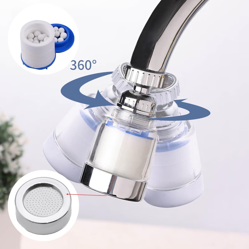 Pack of 3 Water Filter Tap 360° Rotatable, Transparent, with