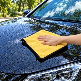 Microfiber Cleaning Towels for Car Care – Thickened Absorbent Yellow Cloths for Washing, Drying and Polishing