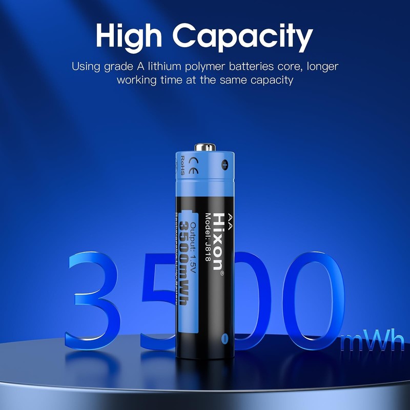 Hixon AA Rechargeable Batteries with Charger,Hixon 3500mWh High-Capacity Rechargeab...