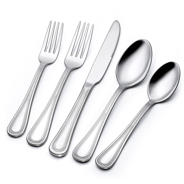 40 Piece Silverware Set for 8, Terlulu Stainless Steel Flatware