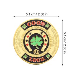PRETYZOOM Poker Card Press Copper Coin Good Luck Clover Lucky Charm Card Game Tally Poker Chip Protection for Poker Cards Office Collection