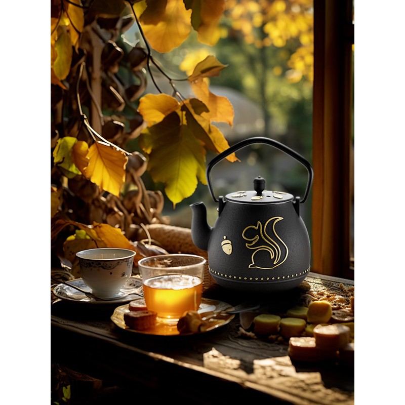 Toptier Teapot with Removable Infuser, Cast Iron Tea Kettle Stovetop