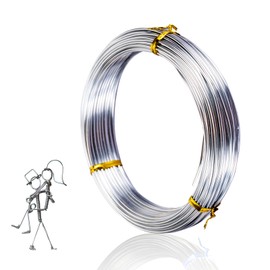 Aluminum Craft Wire, Bendable Sculpting Metal Wire for Bike Modelling Skeleton Craft Floral Making, Jewelry Making, Weaving and Wrapping - 20m Length (Silver, 2mm)