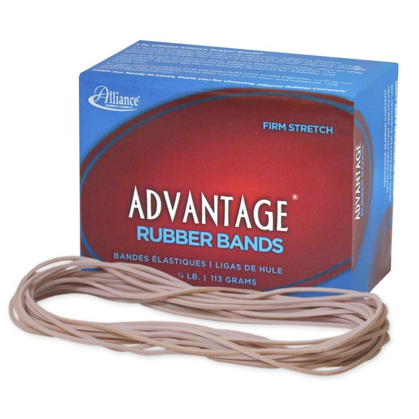 Alliance Rubber 26259 Advantage Rubber Bands Size #117A, 1/4 lb Box Contains Approx. 100 Bands (7" x 1/16", Natural Crepe),Beige