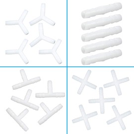 Quickun 5/16" Hose Barb Fitting Equal Barb Cross 4 Way Splicer Joint Mender Adapter Union Fitting (Pack of 20)