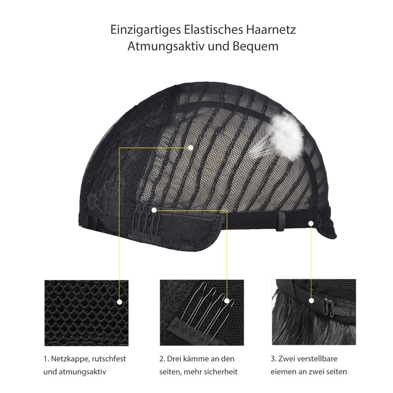 Luxiremi Grey Wig Natural Long Hair Wigs 65 cm Adjustable