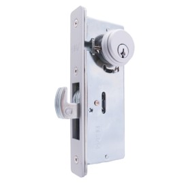elox Storefront Narrow Stile Mortise Door Lock Hookbolt, Sliding Bolt with Double Keyed Cylinder & 4 Keys Adams rite cam, (1-1/2" Backset, Aluminum Color)