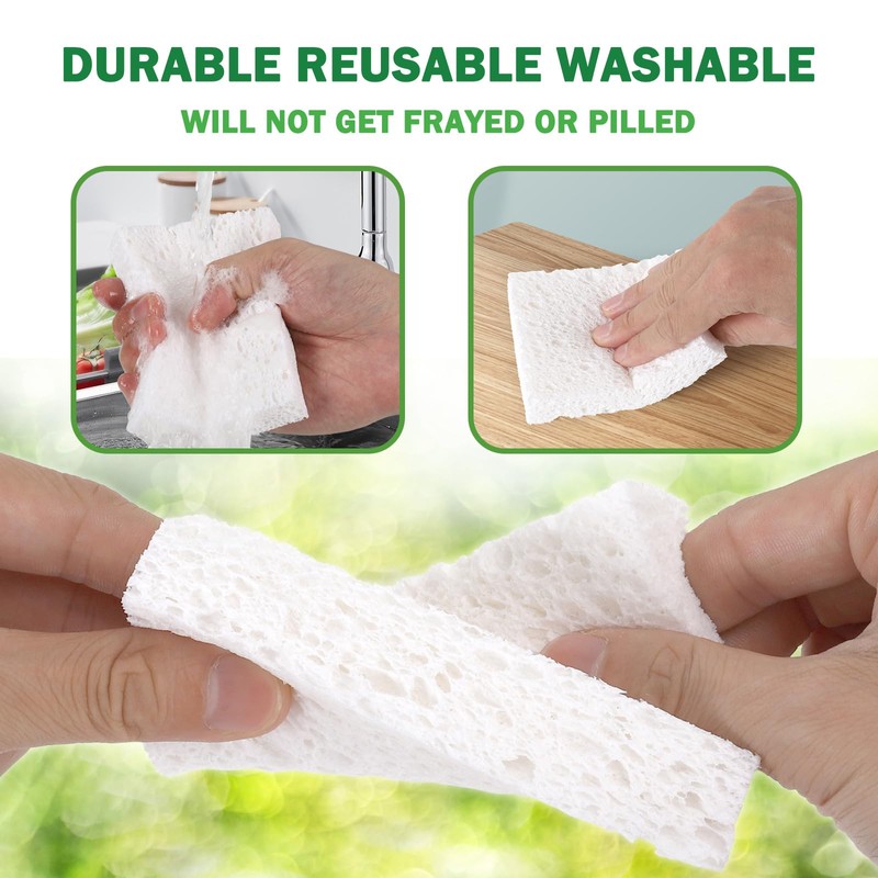 Vilphel 12 Pack Dishwashing Sponges Natural Cellulose Sponges Plant Based