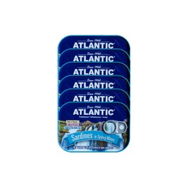 ATLANTIC - Wilde gefangene Sardinen, Keto & Paleo-freundlich, insgesamt 630 ml (sechs Dosen) (Quellwasser)