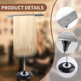 ASTONFOG Stainless Steel Hair Extension Holder Stand, Wigs Display Rack Stand Wig Extension Holder for Hair Extensions Multi Function Hair Display Stand for Salon, Braiding Hair Rack for Barber Shop