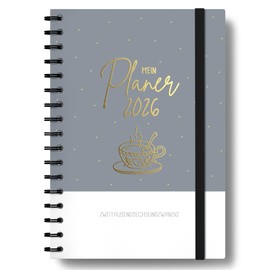 Calendar 2026 Book Calendar A5 [Gold Leaf] I 1 Week 2 Pages I Annual Calendar Book Ring Binder Planner A5 I with Year Overviews, Holiday Dates and Other Extra Pages