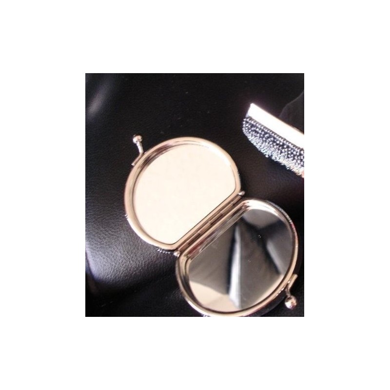 Beaded Handmade Compact Mirror with Design (Dog Grey)