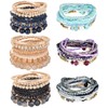WAINIS 6 Sets Bohemian Stackable Bead Bracelets for Women Multicolor