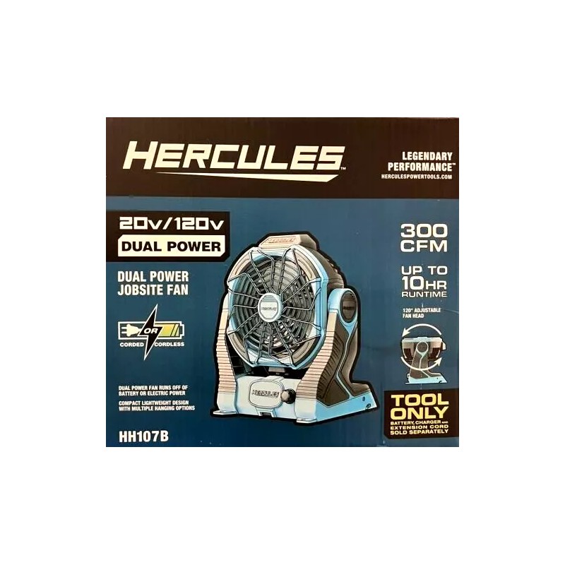 HERCULES 20V/120V Cordless Dual Power Jobsite Fan Shop (Tool Only)