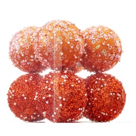 Orange Christmas Ball Ornaments, Christmas Ball Decorations Shatterproof Plastic Hanging Pearl Balls for Holiday Party(90mm/3.54", 8ct)