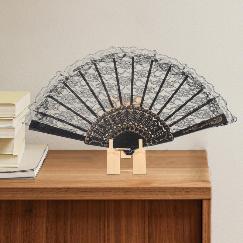 Healifty Folding Fan Display Stand Wood Fan Display Stands Wall