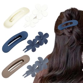 6 Pack Flat Hair Clips Women, Flower and Duckbill Hair Clips, Lay Flat Claw Clip Set, Ergonomic Non-Slip Design for Thick, Fine or Curly-Hair, Ideal for Lying Down, Styling or Daily Use