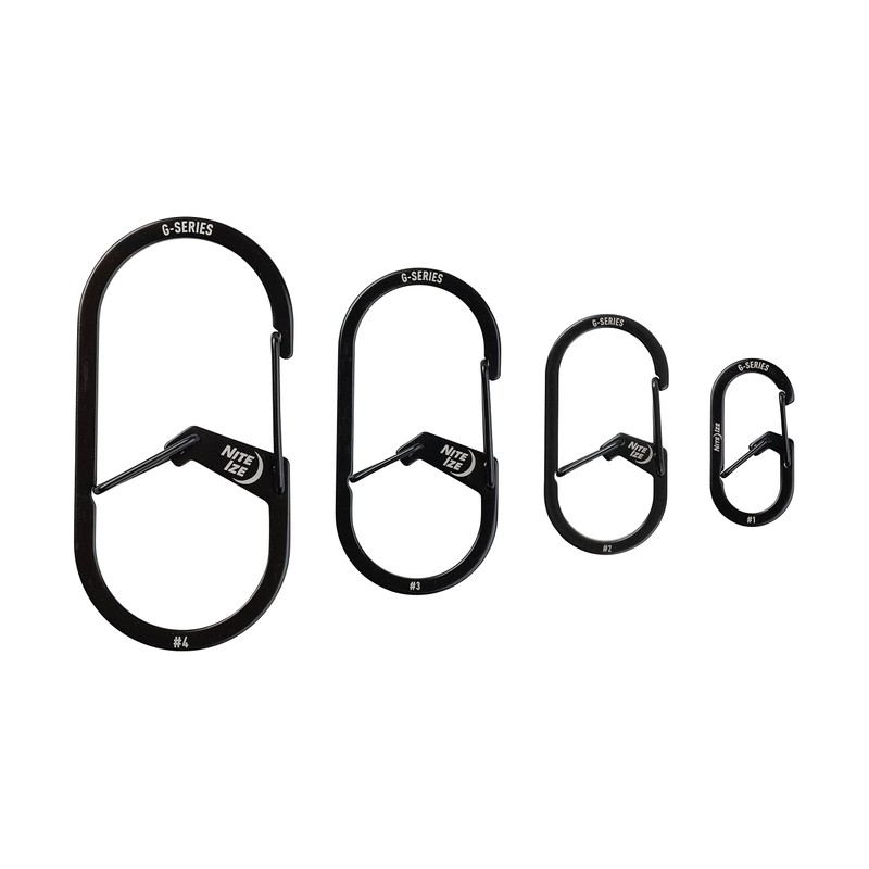 NITEIZE G CARABINER #1, Black, 2-Pack, Small