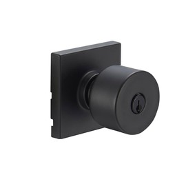 Delaney Hardware Brookhaven Entry Door Knob with Square Trim, Fits Door 1-3/8 to 1-3/4 in. Thick, Matte Black Finish – Reversible, Easy to Install Left/Right-Handed Front Door & Garage Door Lock