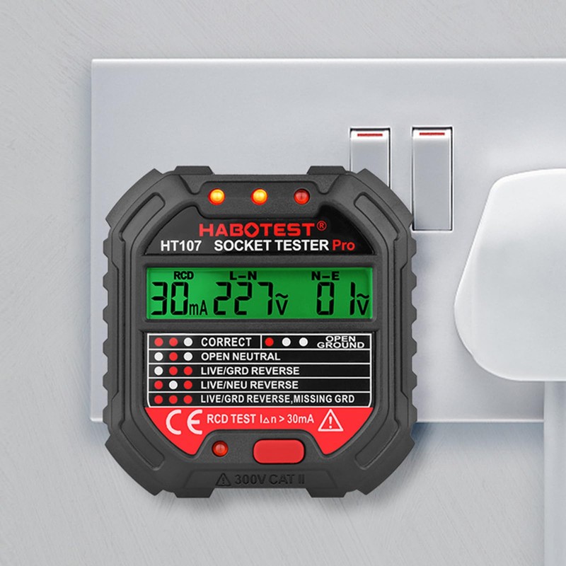 Xrten Socket Tester with RCD Test, Power Socket Tester with