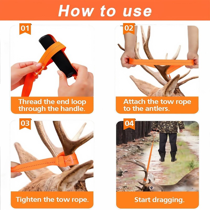 GHYTRIGEN 4 Pcs Deer Hunting Accessories,1700lbs Loadbearing Deer Drag Rope