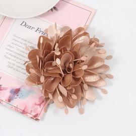 Mecool 3.94" Flower Hair Clips for Weddings Women's Party Brooches & Pins Corsage Women's Hair Jewellery | Ponytail Holder Ladies Brooches for Wedding | Hair Styling Accessories for Girls-Light Brown