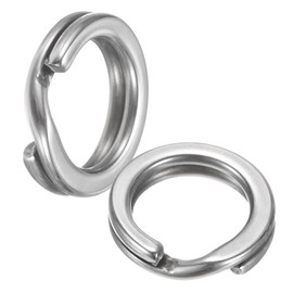 TIXIPEM Split Rings Fishing [60PCS] - Stainless Steel Flattened Terminal Tackle Connector Lure Snap Split Ring Use for Freshwater Saltwater Loop - [8# 49kg] Tackle Hook Line Connector