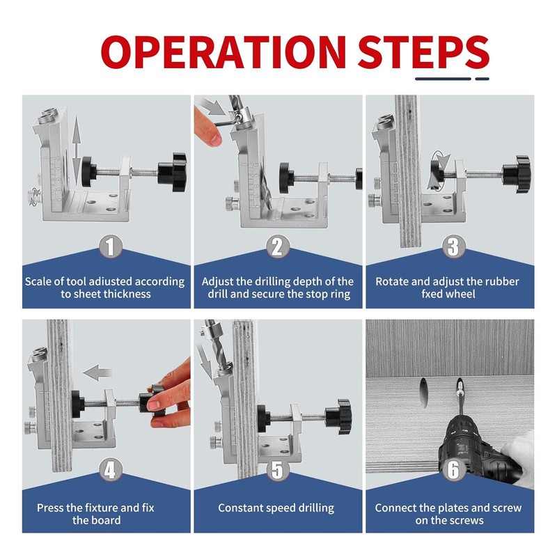 Oblique Hole Drilling Template Pocket Jig Dowel Clamps Device Set