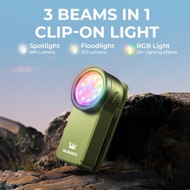 Wurkkos HD03 Rechargeable Flashlights EDC Clip-on Light, Bright 680 Lumens Pocket Flashlight, Combines Spotlight/Floodlight/RGB Light, Magnetic, IPX6 Waterproof for Cycling, Repairing (Olive Green)