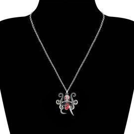 DOWAY Cute Ocean Huge Squid Octopus Gifts Floral Enamel Octopus Necklace Pendant for Girls Women Jewelry Charms, enamel, No Gemstone