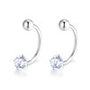 Silver 925 Earrings, 925 Silver, Screws, U-Shaped, Non-Scratch, CZ Diamond,