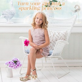 M MUNCASO Mary Jane Princess Shoes with Shiny Bow,Glitter Girls Party Shoes, Flower Girl Shoes for banquets, Weddings, Birthday Parties,Cosplay Party Gold