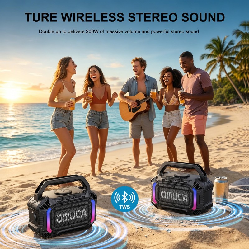 OMUCA Speakers Bluetooth Wireless, 100W Portable Bluetooth Speaker with Bass,