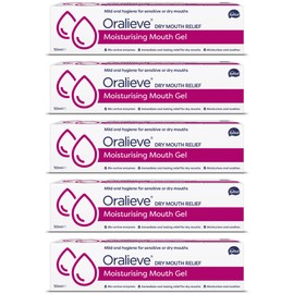 oralieve Oralieve Moisturising Dry Mouth Relief Gel (5 x 50ml), Hydrating Gel for Sore, Dry, Sensitive Mouths with Xylitol to Protect Teeth C Genuine Oralieve Solution