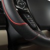 GIANT PANDA Microfiber Leather Steering Wheel Cover for Honda Accord,Civic,CR-V,HR-V,Pilot(Diamond-Pattern-Black+Red