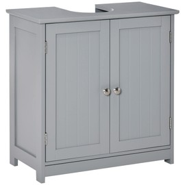 Udorich Space-Saving Under Sink Bathroom Storage Cabinet with U-Shape Cut-Out and Adjustable Shelf, Gray