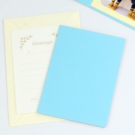 Yamadaya Hataya Blank Cover Photo Mount 2L Size (5.0 x 7.0 inches (127 x 178 mm), 1 Side Vertical (With Envelope, Message Card: Ivy) (Blue)