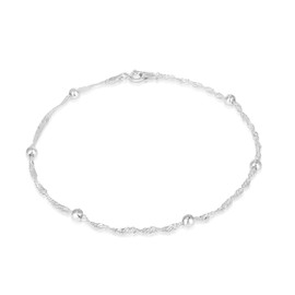 925 Sterling Silver Anklets For Women, Ankle Bracelets for Women, Beach Anklets, Bead Anklet, Summer Jewelry, 10 Inch Anklet