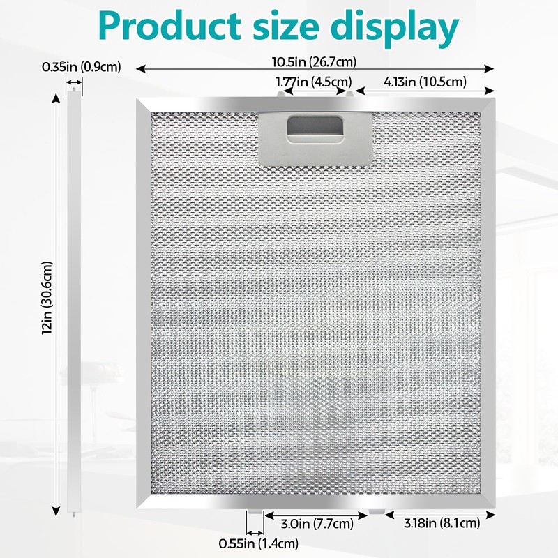 W10169961A Range Hood Filter Replacement 12" Long x 10.5" Wide