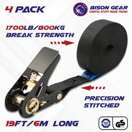 4 x 800kg 6m Ratchet tie Down Straps - Premium Quality