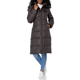 Cole Haan Women's Essential Down Coat with Faux Fur Trim Hood, Sand, Large