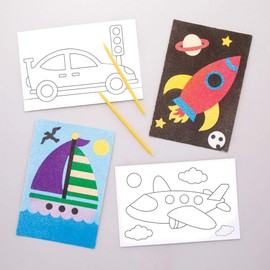 Baker Ross 8 x Medium Sand Pictures Transport Vehicles for Children to Decorate and Display AW711