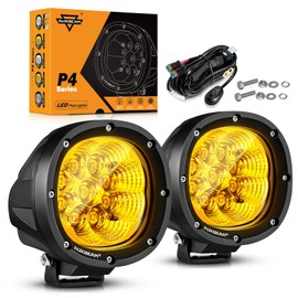 Auxbeam 4 Inch 90W Amber LED Fog Lights 9000LM Yellow Flood Lights Round Offroad Lights Amber LED Pods Auxiliary Light Bar Driving Bumper Lights for Trucks ATV Motorcycle Boat Jeep
