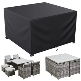 LCGOD Garden Furniture Cover, Waterproof, Tarpaulin for Garden Furniture Chwerlast 600D Oxford Fabric, Windproof, Dustproof, UV-Resistant, Protective Covers for Garden Furniture and Sofa, Square (125