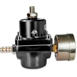 Universal Fuel Pressure Regulator, 7 Bar Adjustable, Pressure Gauge & Accessories in Black