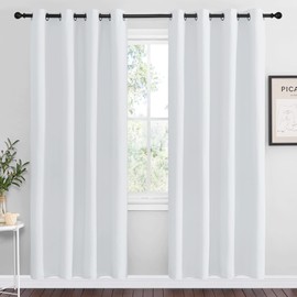 NICETOWN Room Darkening Curtains for Living Room - Easy Care Solid Thermal Insulated Grommet Room Darkening Curtains/Panels/Drapes for Bedroom (2 Panels, 55 by 78, Greyish White)
