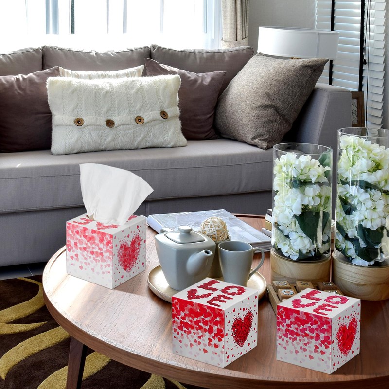 Fourluoo 12 Pack Valentine's Day Heart Facial Tissues Cube Face